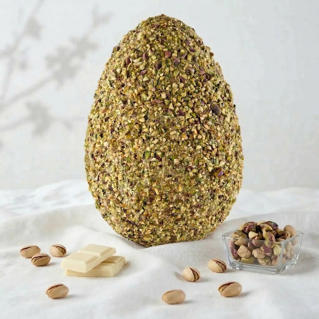 Uovo di Pasqua Choco Pistacchio Granellato Sicilab ricoperto di granella di pistacchio siciliano